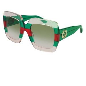 GUCCI clear , green and red oversized sunnies